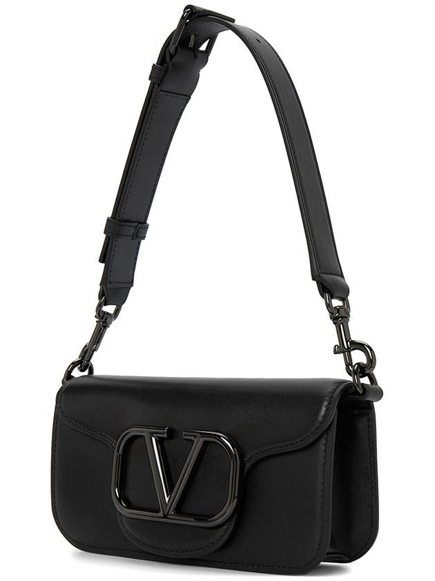 Signature V Logo Mini Loco Leather Cross Bag Black - VALENTINO - BALAAN 4