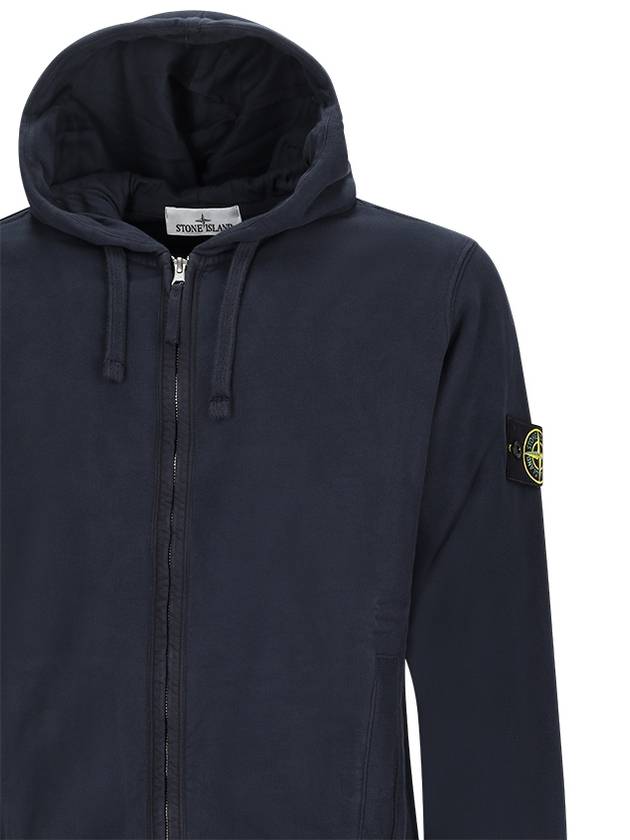 Logo Cotton Zip-Up Hoodie Navy - STONE ISLAND - BALAAN 4