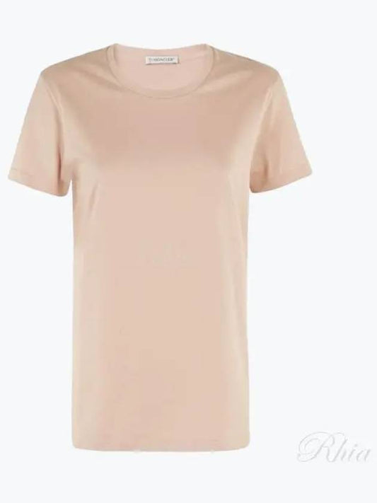 Cotton Jersey Short Sleeve T Shirt Light Pink - MONCLER - BALAAN 2