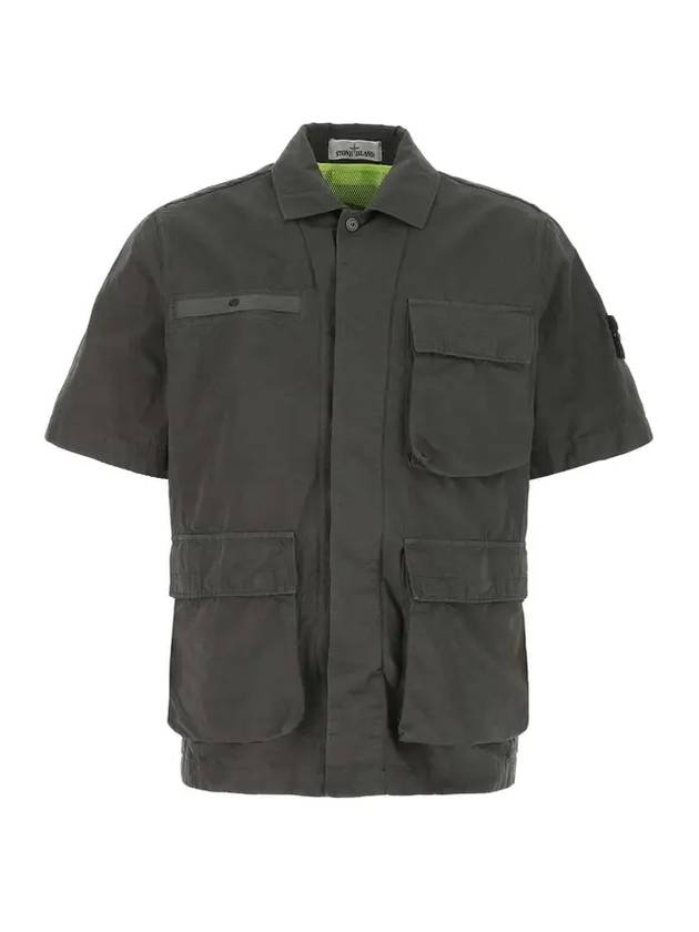 Men's Waffen Short Sleeve Shirt Jacket Charcoal - STONE ISLAND - BALAAN 1