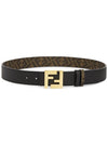 FF Buckle Pattern Reversible Leather Belt Black - FENDI - BALAAN 4