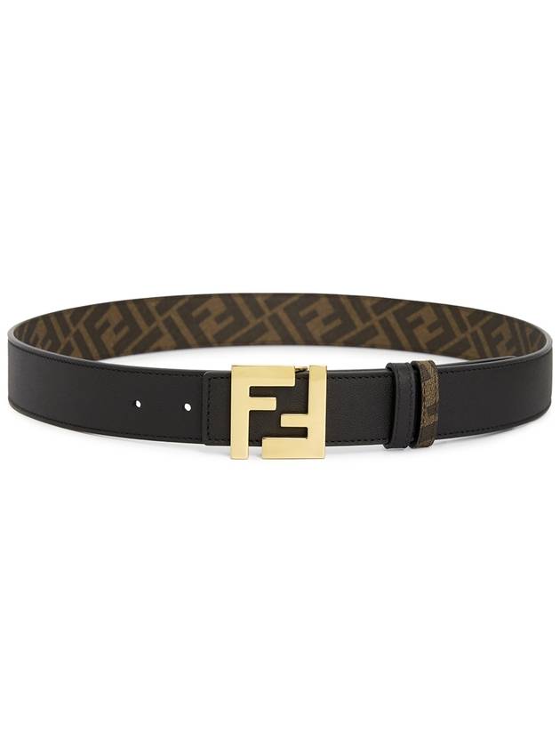 FF Buckle Pattern Reversible Leather Belt Black - FENDI - BALAAN 4