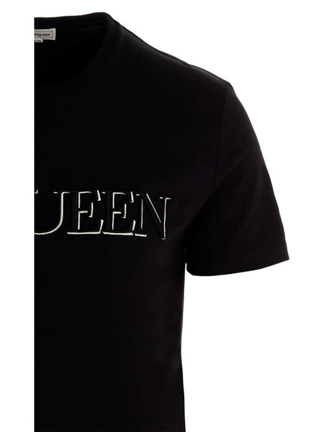 Embroidered Logo Short Sleeve T-Shirt Black - ALEXANDER MCQUEEN - BALAAN 5