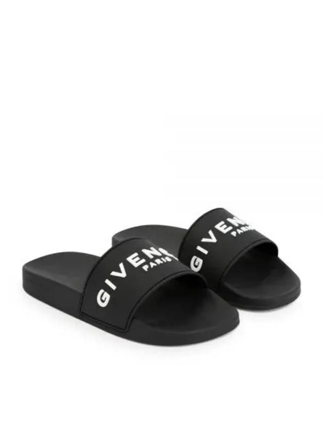 Logo Rubber Slide Slippers Black - GIVENCHY - BALAAN 2