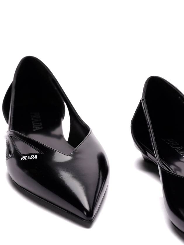 Cut out Brushed Leather Ballerina Black - PRADA - BALAAN 3