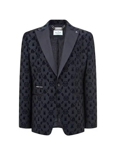 Men s Monogram Flock Single Jacket Black - PHILIPP PLEIN - BALAAN 1