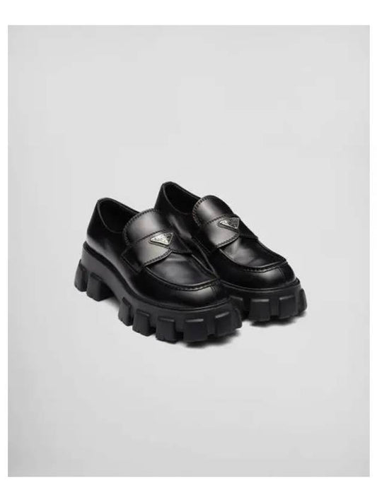 Monolith Brushed Leather Loafers Black - PRADA - BALAAN 2