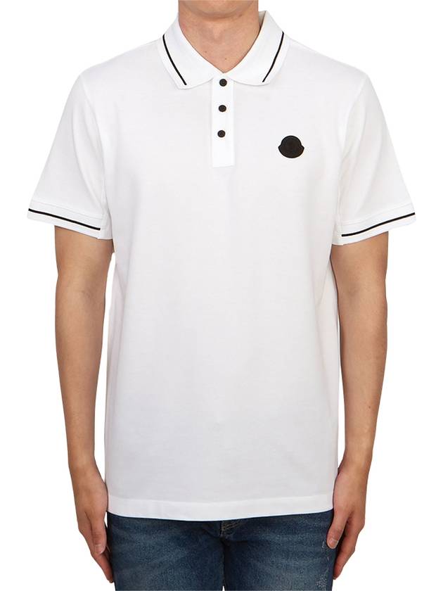 Men's Logo Patch Cotton Short Sleeve Polo Shirt Optical White - MONCLER - BALAAN 2