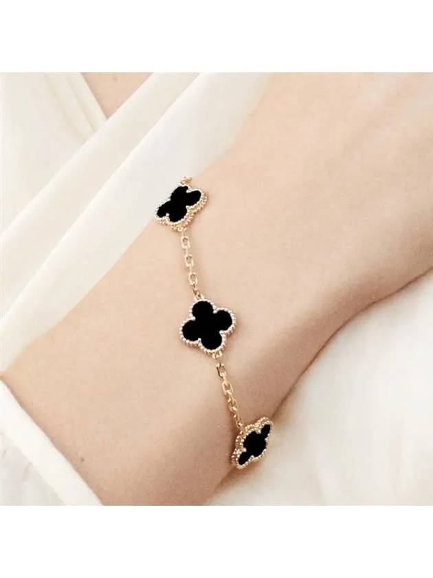 Vintage Alhambra 5 Motifs Bracelet Gold Black - VANCLEEFARPELS - BALAAN 6