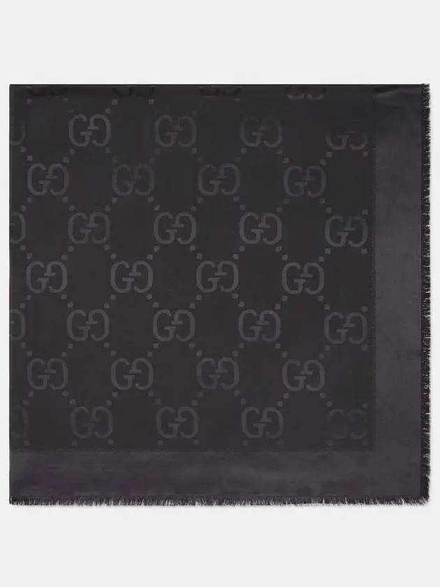 GG Jacquard Silk Wool Scarf Black - GUCCI - BALAAN 3