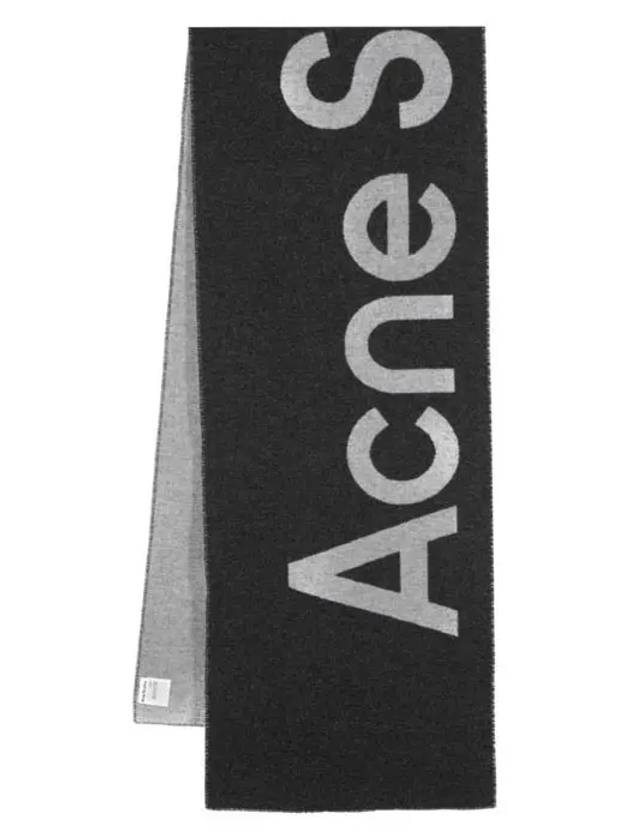 Jacquard Logo Two Tone Wool Muffler Black - ACNE STUDIOS - BALAAN 2