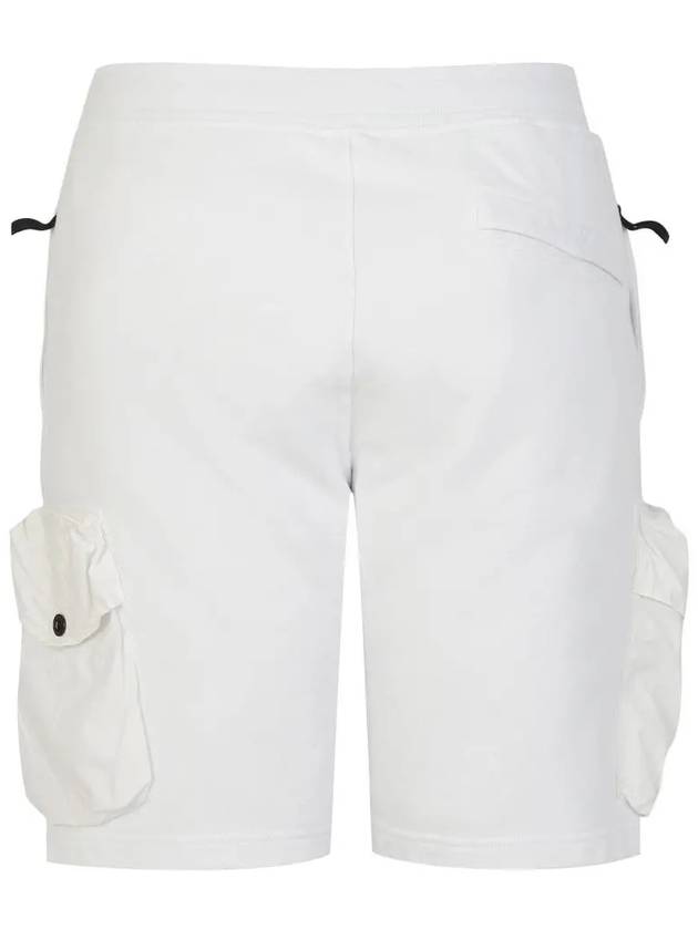 Men's Waffen Patch Cotton Fleece Bermuda Shorts White - STONE ISLAND - BALAAN 5