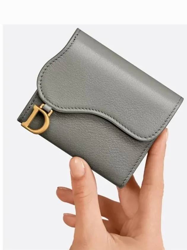 Saddle Lotus Goatskin Half Wallet Grey - DIOR - BALAAN 8