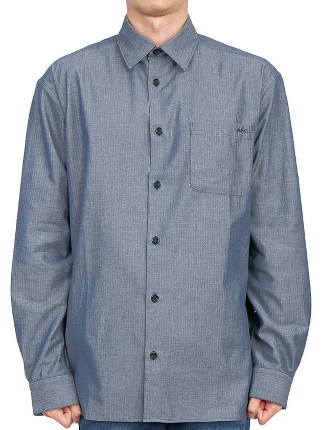 Malo Logo Cotton Long Sleeve Shirt Marine Blue - A.P.C. - BALAAN 4