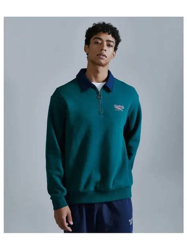 Lettering brushed half zip up green - REEBOK - BALAAN 1