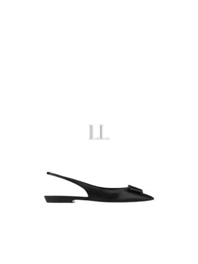 Women's Anais Patent Logo Slingback Flats Black - SAINT LAURENT - BALAAN 2