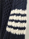 4-Bar Aran Cable Pullover Knit Top Navy - THOM BROWNE - BALAAN 4