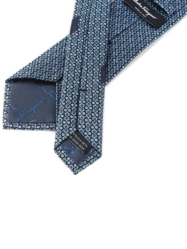 Gancini Jacquard Silk Tie Blue - SALVATORE FERRAGAMO - BALAAN 5