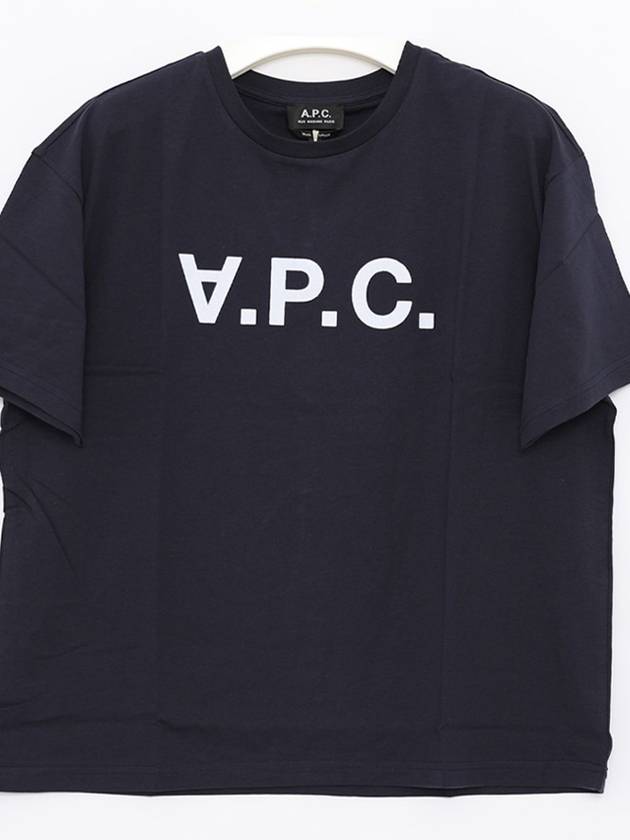 Logo Print Crew Neck Short Sleeve T-Shirt Navy - A.P.C. - BALAAN 3