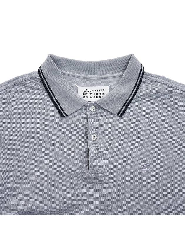 Embroidered Logo Cotton Polo Shirt Ash Grey - MAISON MARGIELA - BALAAN 4