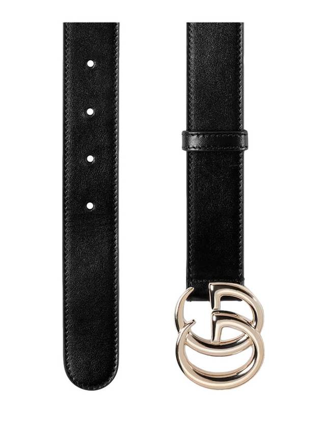 GG Marmont Thin Leather Belt Black - GUCCI - BALAAN 3