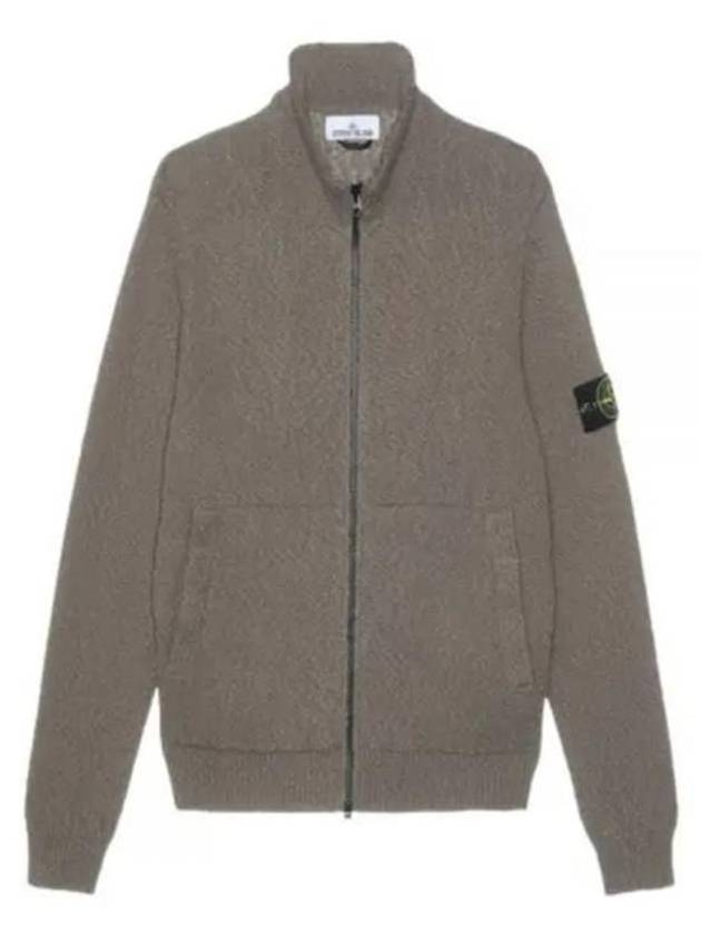 Logo Badge Full Zipper Loose Fit Cotton Cardigan Dove Grey - STONE ISLAND - BALAAN 2