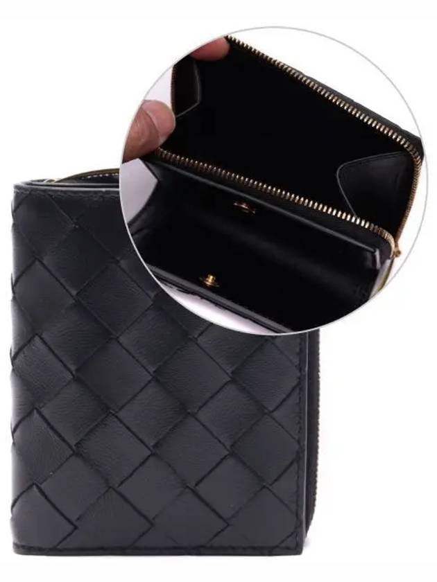 Intrecciato Zipper Bifold Half Wallet Black - BOTTEGA VENETA - BALAAN 2