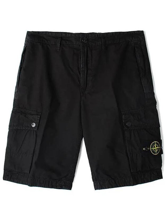 Logo Cotton Slim Cargo Shorts Black - STONE ISLAND - BALAAN 2