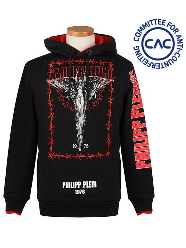 Angel Print Cotton Hoodie Black - PHILIPP PLEIN - BALAAN 3