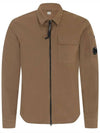 Lens Wappen Gabardine Shirt Zip-up Jacket Brown - CP COMPANY - BALAAN 2