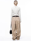 For Woman Women M243PT04BEW Side Tuck Wide Cotton Slacks Beige - CHANCE'S NOI - BALAAN 3