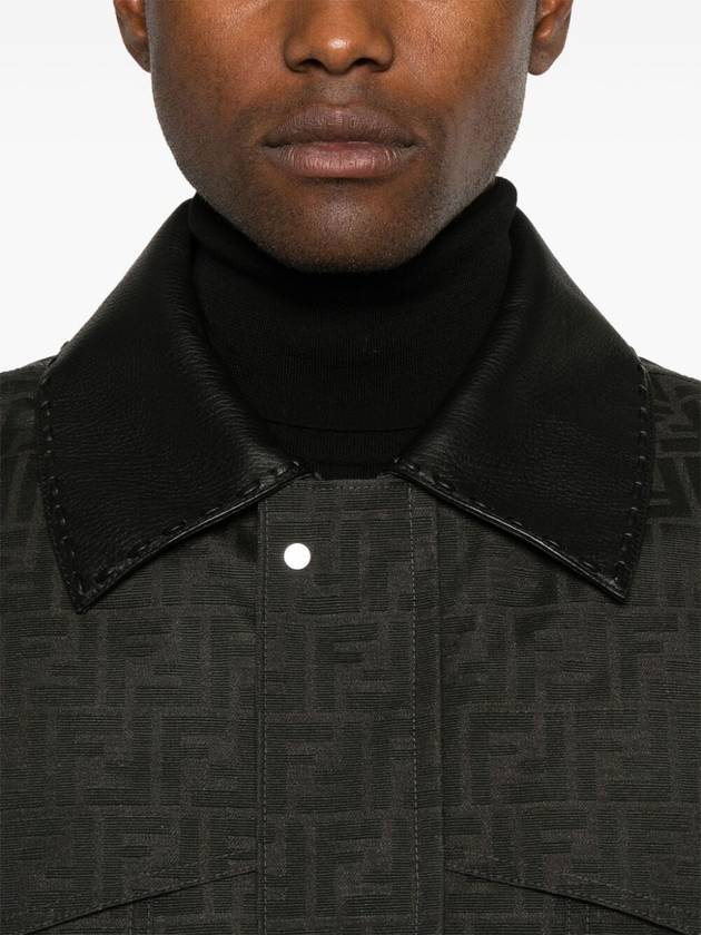 Waxed FF Jacquard Blouson Jacket Brown - FENDI - BALAAN 5