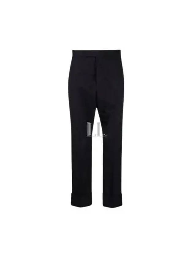 Diagonal Plain Weave Classic Wool Slacks Navy - THOM BROWNE - BALAAN 2