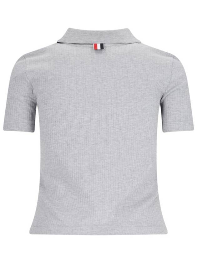 Three Stripes High Twist Rib Polo Shirt Grey - THOM BROWNE - BALAAN 3