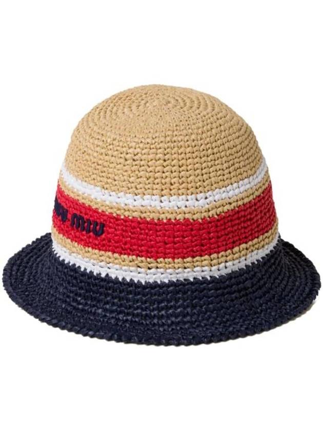 Viscose Raffia Bucket Hat Beige - MIU MIU - BALAAN 1