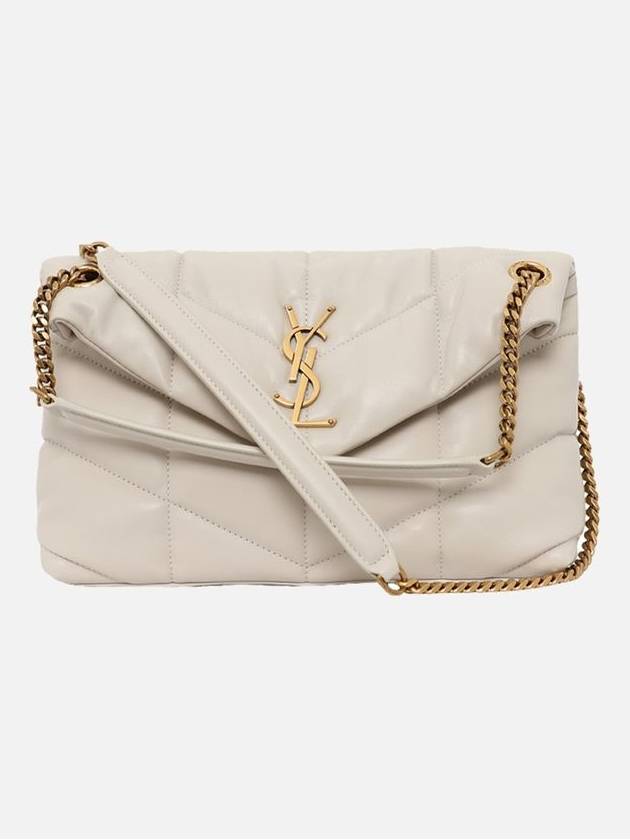 Puffer Quilted Nappa Leather Small Shoulder Bag Blanc Vintage - SAINT LAURENT - BALAAN 3