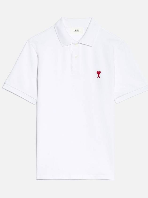 Small Heart Logo Polo Shirt White - AMI - BALAAN 2