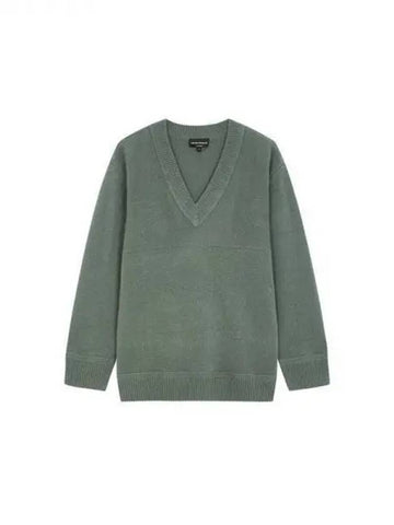 Women s Cashmere Easy V neck Knit Green 270378 - EMPORIO ARMANI - BALAAN 1