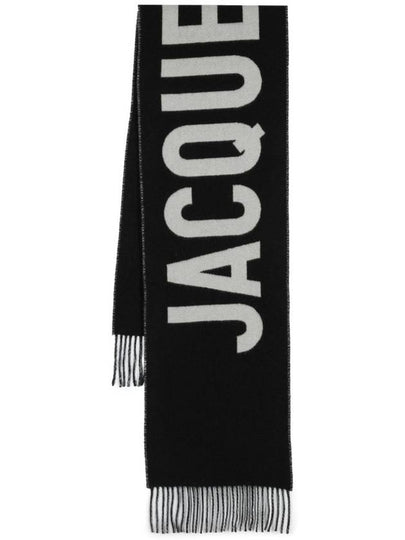 Lecharpe Fringe Logo Virgin Wool Muffler Black - JACQUEMUS - BALAAN 2