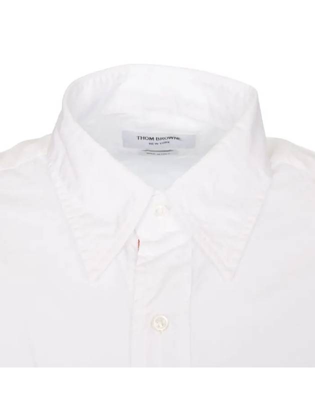 Men's Grosgrain Placket Solid Poplin Long Sleeve Shirt White - THOM BROWNE - BALAAN 4