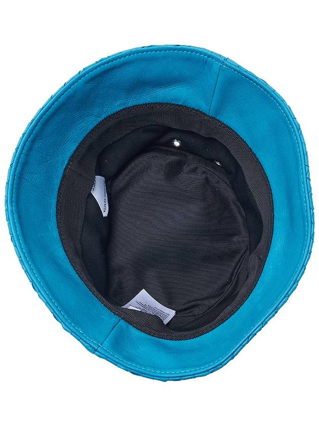 Intrecciato Leather Bucket Hat Blue - BOTTEGA VENETA - BALAAN 6