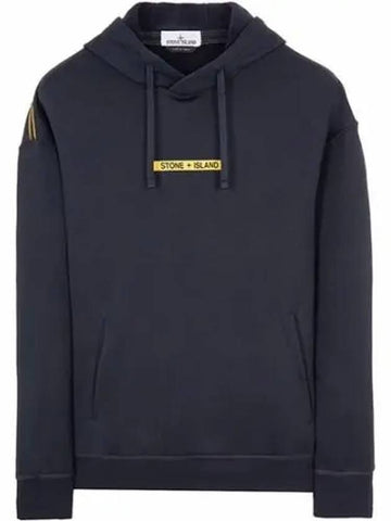 Logo Drawstring Hoodie Navy - STONE ISLAND - BALAAN 1