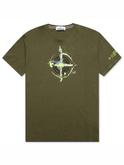 Marble One Logo Print Short Sleeve T-Shirt Khaki - STONE ISLAND - BALAAN 2