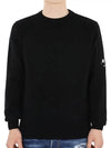 Lens Wappen Classic Crew Neck Wool Knit Top Black - CP COMPANY - BALAAN 3