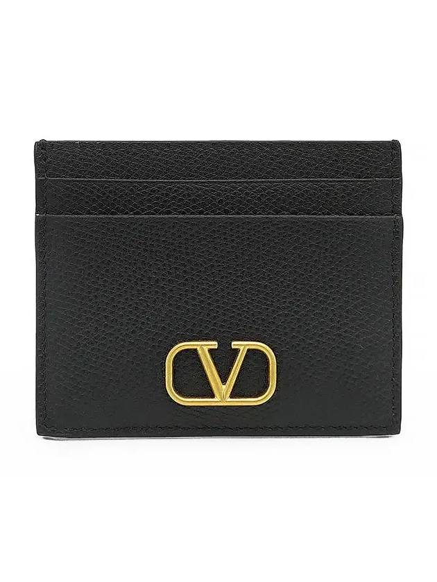 V Logo Signature Card Wallet Black - VALENTINO - BALAAN 3