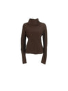 Draped High Neck Zipper Blouse Brown - JIL SANDER - BALAAN 2