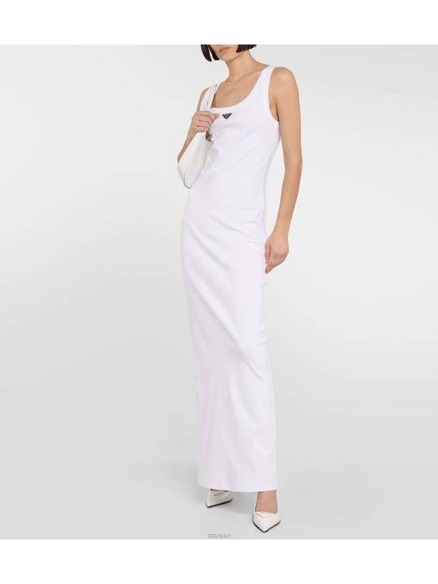 Triangle Logo Sleeveless Long Dress White - PRADA - BALAAN 2