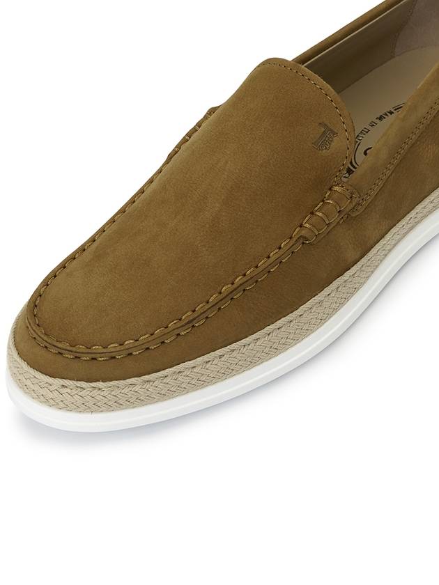 Men's Newbuck Logo Embossed Slip-On Loafers Brown - TOD'S - BALAAN.