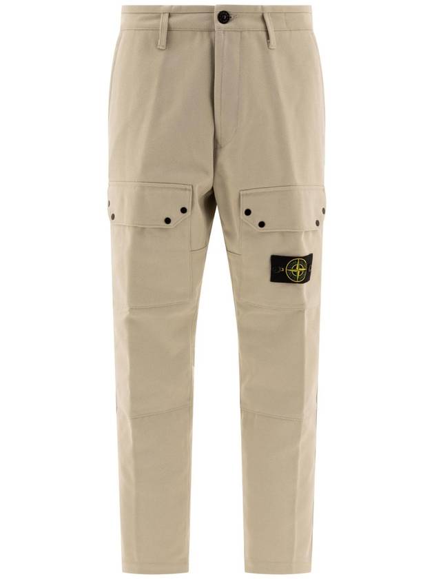 Logo Patch Cargo Straight Pants Light Beige - STONE ISLAND - BALAAN 1