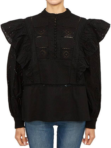 Aubrey Broderie Women's Shirt WM152Y BLACK - ALLSAINTS - BALAAN 1